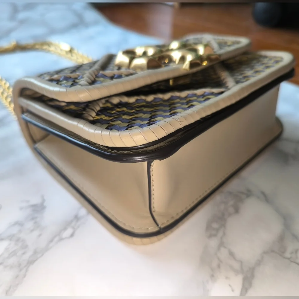 TORY BURCH Small Eleanor Diamond Woven Braided Leather Shoulder Bag